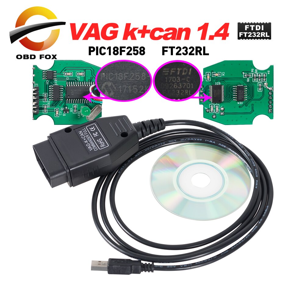 VAG K + CAN ɰ 1.4 FTDI FT232RL PIC18F258 OBD..
